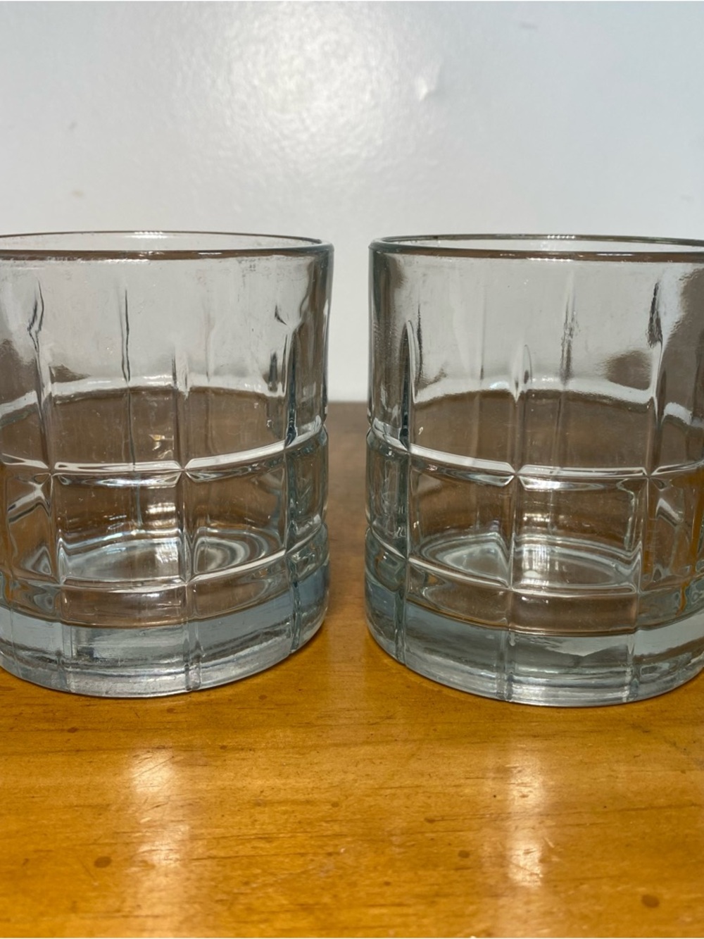 Achor Hocking Tartan Plaid Whiskey Glasses Set Of 2 Vintage Clear Heavy